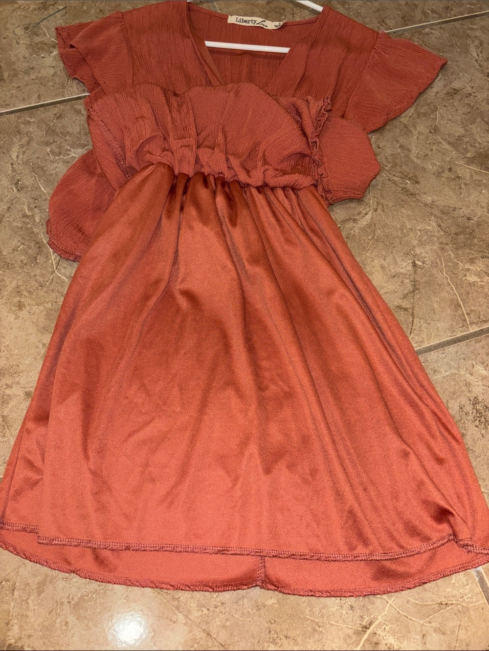 Liberty Love Rust Red Ruffle-Tier Dress - Picture 5 of 7